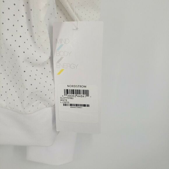 Zella Girl White Jacket Athletic Batwing Full Zip 10 12 Gym Perforated New - Picture 6 of 12